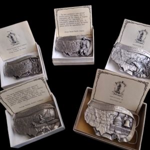 FIVE Pewter 80s USA Ltd. Men's Belt Buckles Rare